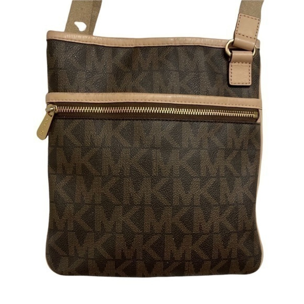 Michael kors brown signature mk crossbody messenger bag